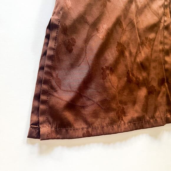 W CATO Button Up Short Sleeve Brown Floral w Shoulder Pads 26/28 W RN 37080 - Picture 6 of 12